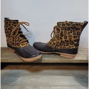Avanti Leopard Print Rain Boots Zelda-Leo Duck Boots Size 4 EUC